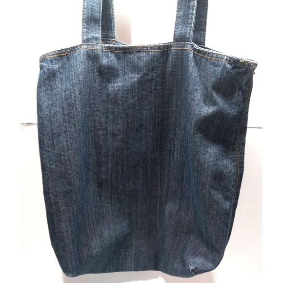 Denim Tote Large Outer Pocket Stitch Rivet Detailing 17" Tall x 15" Wide - Picture 5 of 7